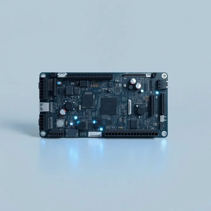 Carte électronique industrielle avec circuit imprimé, composants de précision et connecteurs